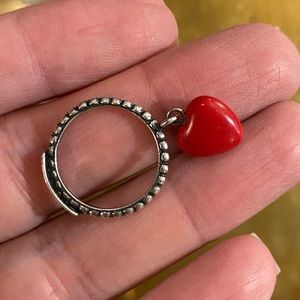 DIESEL Red Heart Dangle Ring .925